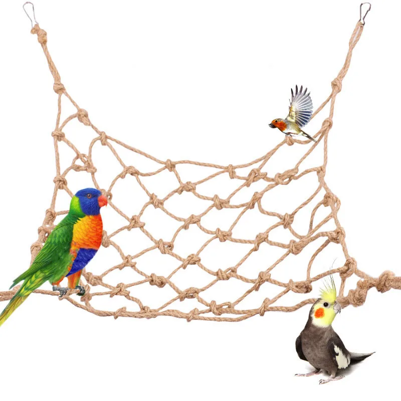 

50X40CM Parrot Climbing Net Bird Toy Swing Rope Net Bird Stand Net Hammock With Hook Bird Hanging Climbing Chewing Biting Toys