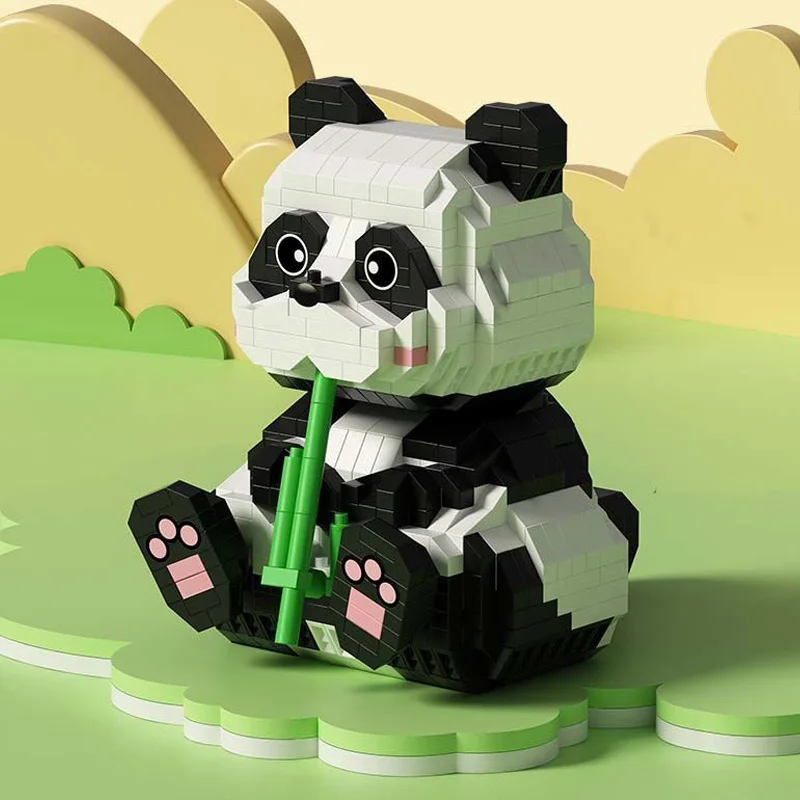

Детский конструктор «сделай сам», 3d-модель, мини-алмазные блоки, кукла «съесть бамбук», панда, развлекательная, Умная игрушка