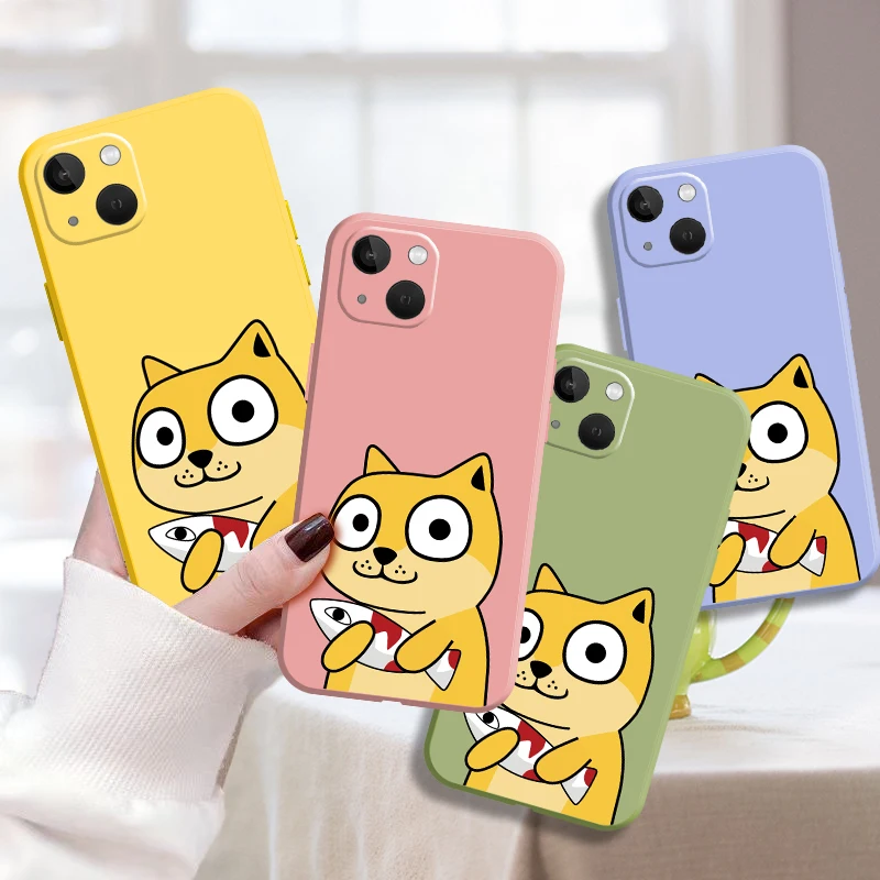 

Cute Dog Fish iPhone Case For iPhone 12 13 11 Xr XR 6s ProMax Plus Xs Mini Max 2020 7 SE 8 X 12 6 Back Etui Plain Elecom Funda