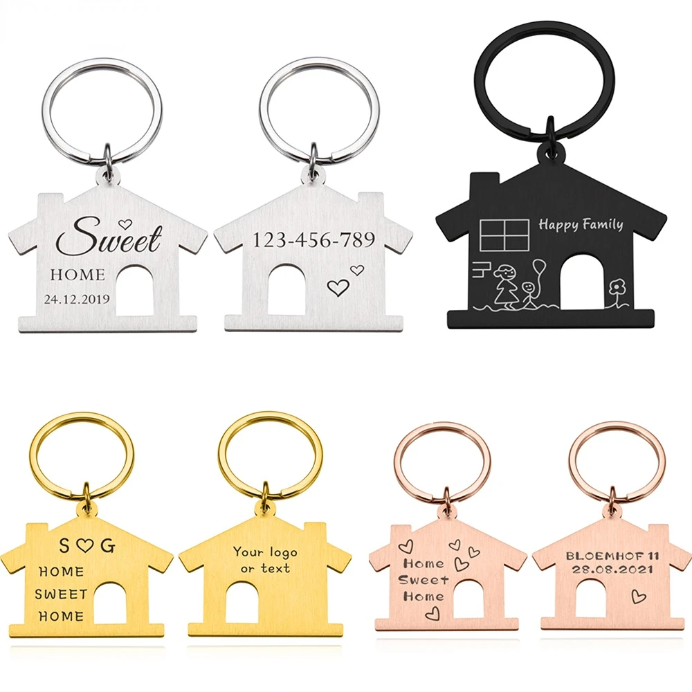 cartoon house keychain personalized free customization women cute key chain car unisex christmas present gift jewelry wholesale free global shipping