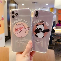 cute china panda phone case for iphone 7 8 plus xs se 2020 13 12 11 pro max xr cases tpu cartoon transpare sofe cover anti drop