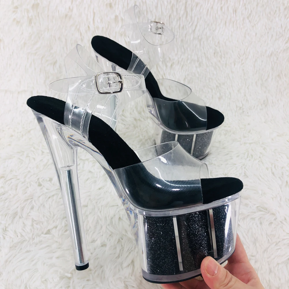 Leecabe 17CM/7Inch PVC upper  sexy exotic shinny platform High Heels  Pole Dancing sandals Shoes