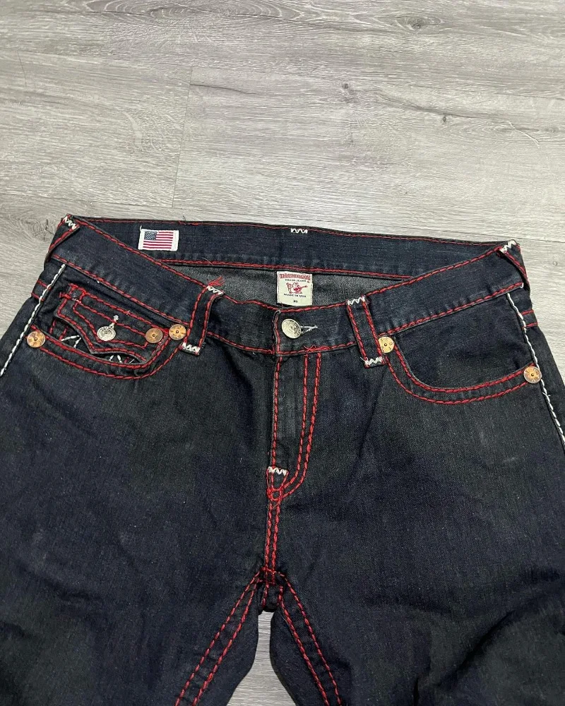 Джинсы мужские мешковатые однотонные с завышенной талией Модные Винтажные брюки