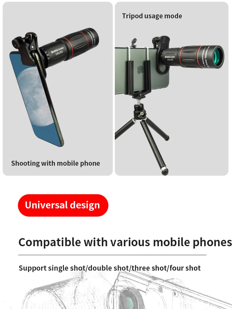 

Sturdy And Durable Mobile Phone Camera Lens Small And Lightweight Ed Lens Photo Monocular Large Focusing Wheel Design Screen Hd