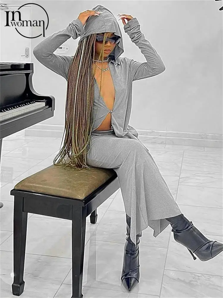 

Комплект из двух предметов с длинным рукавом и юбки, однотонный