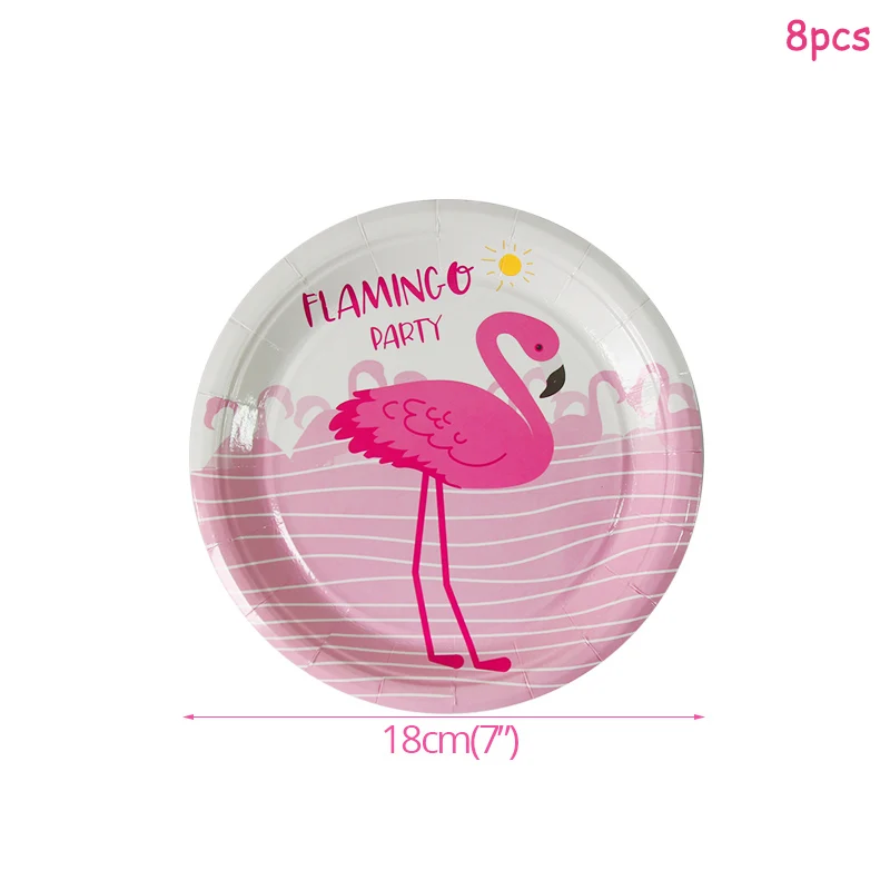 Украшение в виде розового фламинго Гавайские фотообои бумажные тарелки