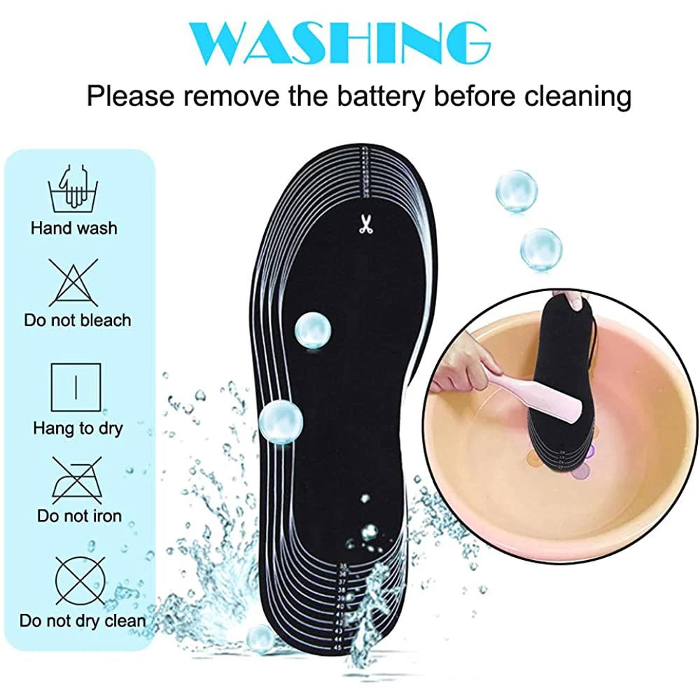 Electrically Heated Insoles for Shoes Battery Electric Heating Shoe Sole Winter Feet Warm Sock Pad Washable Warm Thermal Insoles