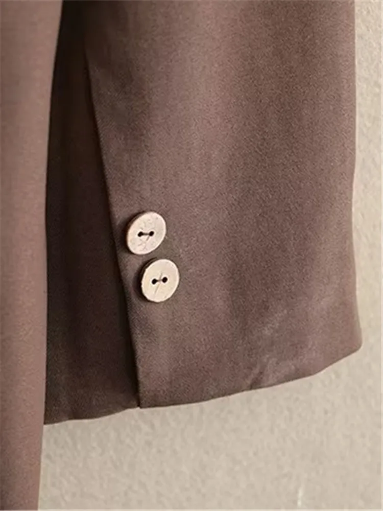 Плюс Размер Женский Блейзер С Капюшоном Длинным Рукавом Новый Лацкан Двубортный