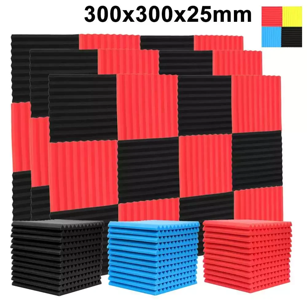 

300x300x25mm Acoustic Foam 24/12pcs Studio Acoustic Foam Panels Soundproof Sponge Diffusers Drum Room Absorption Treatment