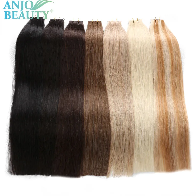 Фото 14-28in Straight Clip-in Hair Extensions 100% Remy Human Hair 20pcs/pack Natural Black/Brown/Blonde Heat Resistant Hairpiece №5