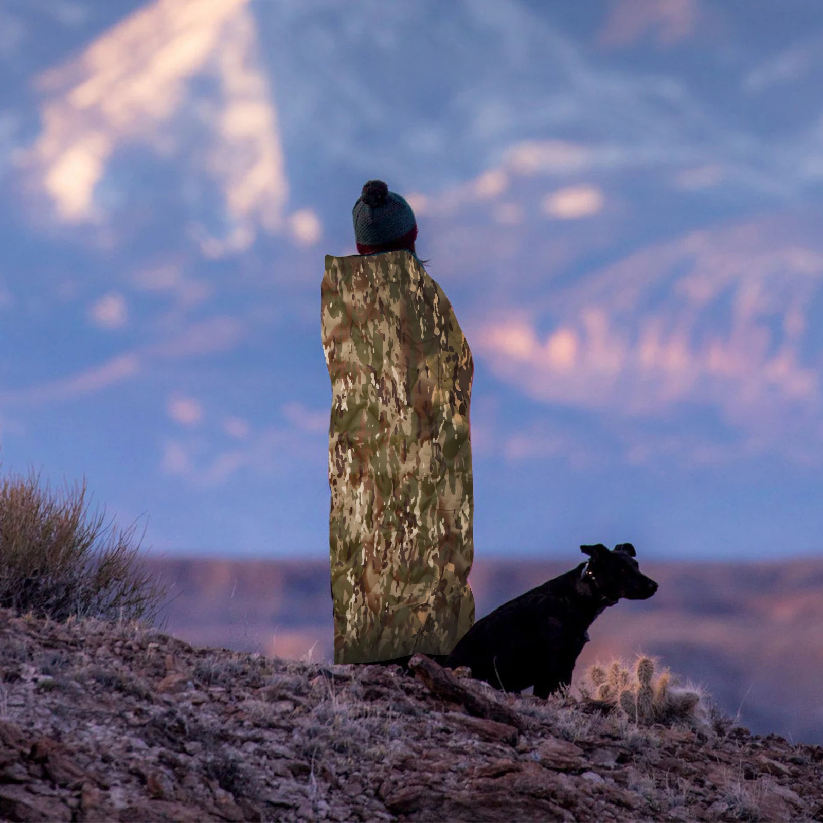 Military Woobie Camping Blanket Indoor Outdoor Waterproof Poncho Liner for Survival,Travel,Hiking Picnics, Beach Trips