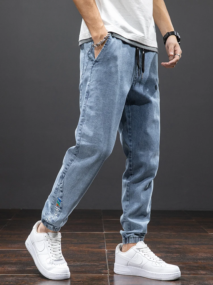 Spring Summer Black Blue Cargo Jeans Men Streetwear Denim Jogger Pants Male Baggy Harem Jean Trousers 6XL 7XL 8XL