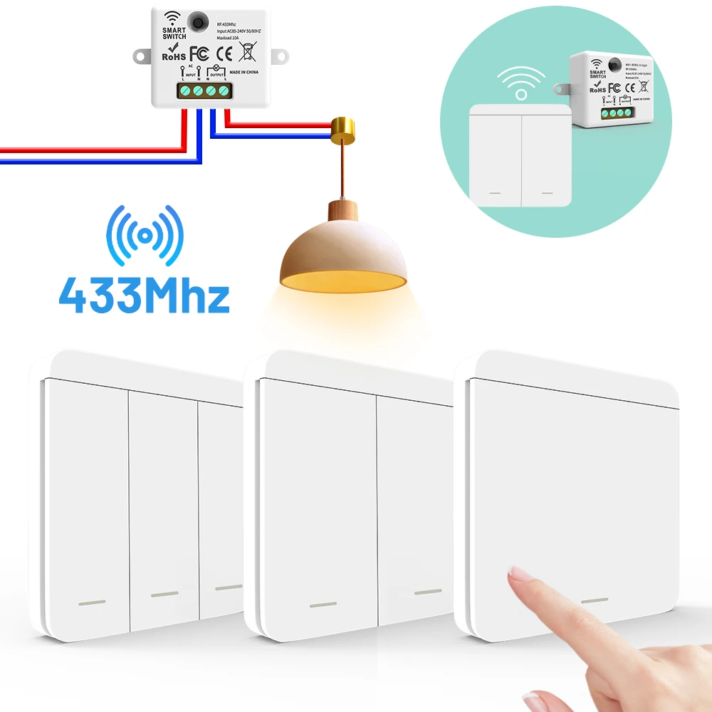 RF433mhz беспроводной смарт-переключатель 1/2/3, настенный светодиодный релейный мини-приемник с дистанционным управлением