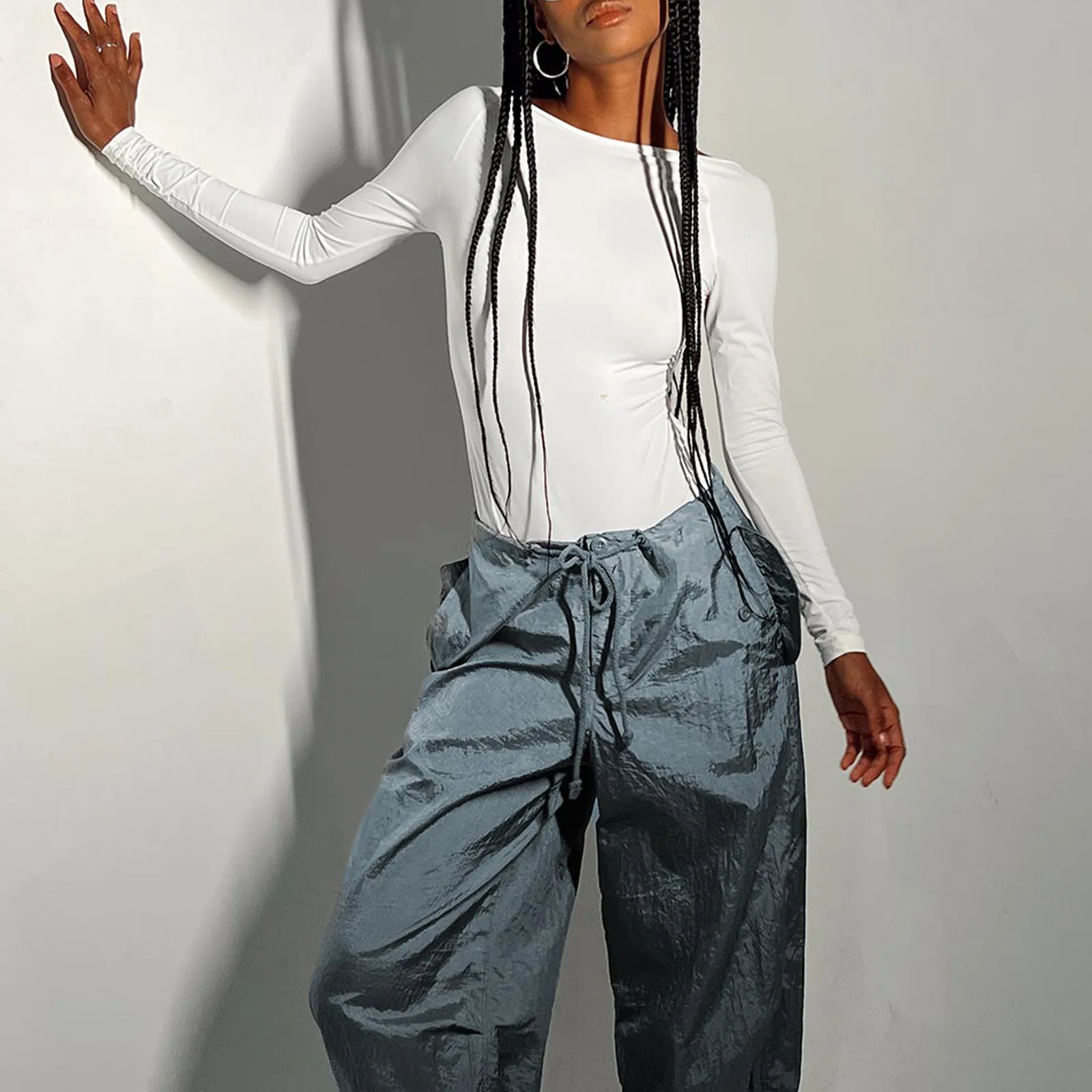 

Женские топы Y2K с открытой спиной и длинным рукавом, облегающая Сексуальная футболка с вырезами, уличные пуловеры в стиле Харадзюку, облегаю...