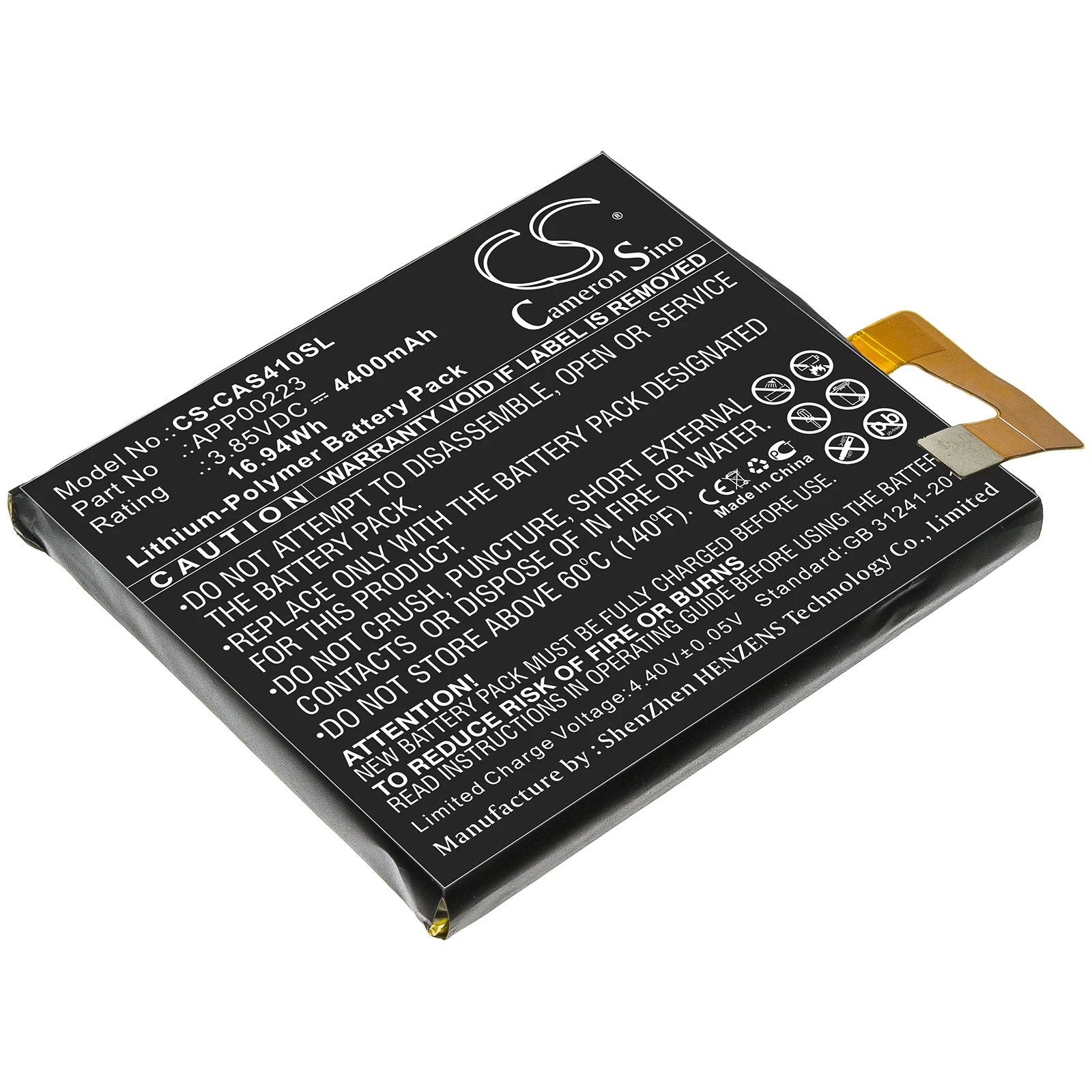 CS Replacement Battery For CATERPILLAR CAT S41 APP00223 4400mAh/16.94Wh