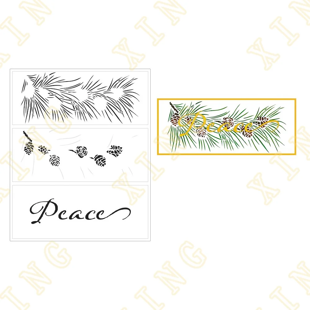 

Layering Stencils Painting Diy Scrapbook Coloring Embossing Paper Card Album Craft Decorative Layered Pinecone Branch Slimline