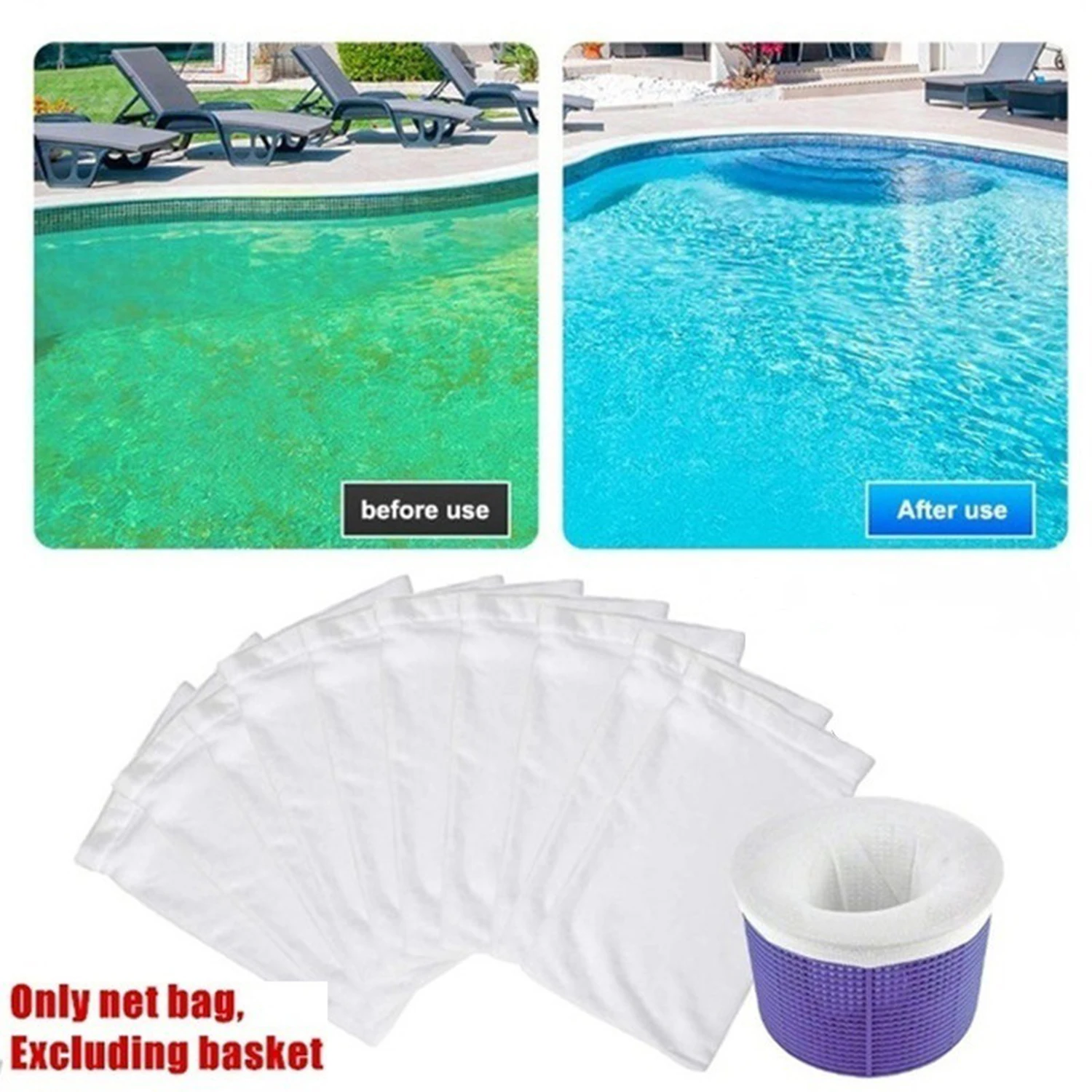 

5/10Pcs/Set Filter Storage Pool Skimmer Socks Nylon Swimming Pool Cleaning Filter Socks For Baskets Skimmers White Pool Supply