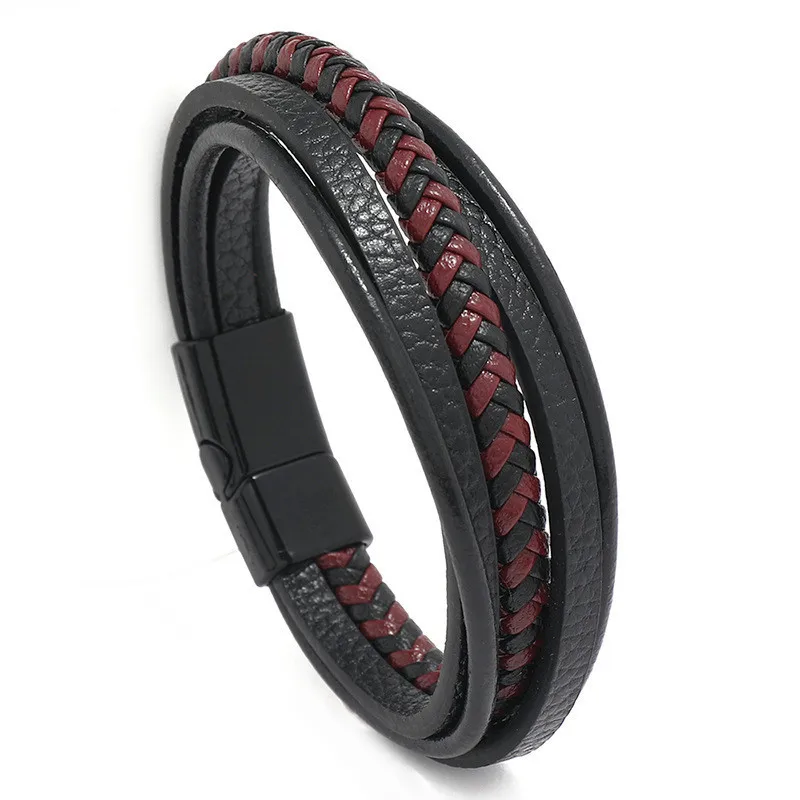 

ZORCVENS Punk Vintage Multilayer Leather Bracelet Magnetic-clasp Braided Bracelets Bangles For Men Women
