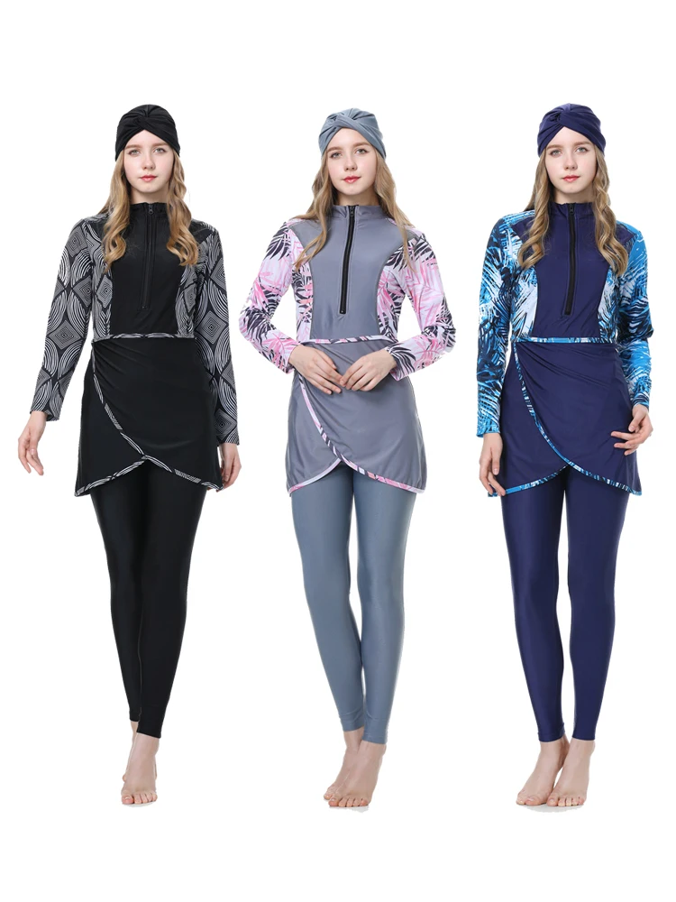 

3 шт., Женский скромный купальник-хиджаб с длинными рукавами