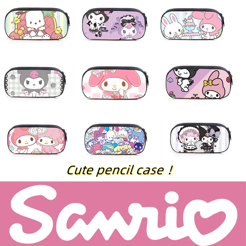 

New Sanrio Cartoon Peripheral Cinnamoroll Kuromi Pompompurin Mymelody Pen Bag Single Layer Polyester Cute Girls Stationery Box
