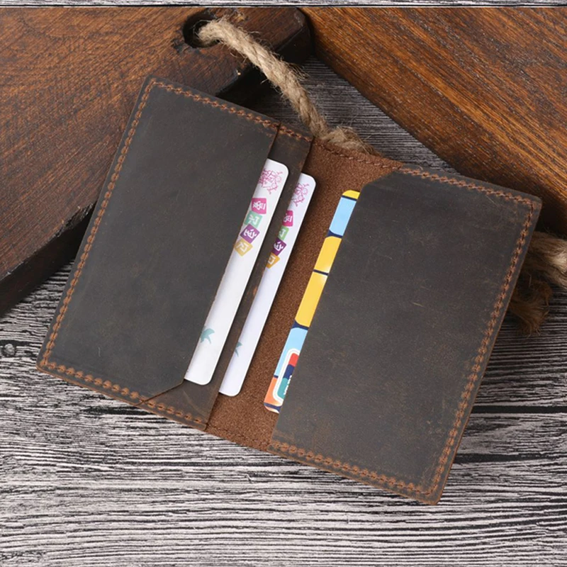 Маленький органайзер для карточек из натуральной кожи, формы бумажника, сделанный вручную из коровьей кожи, фактурный документационный конверт, сумка для хранения, подарок.