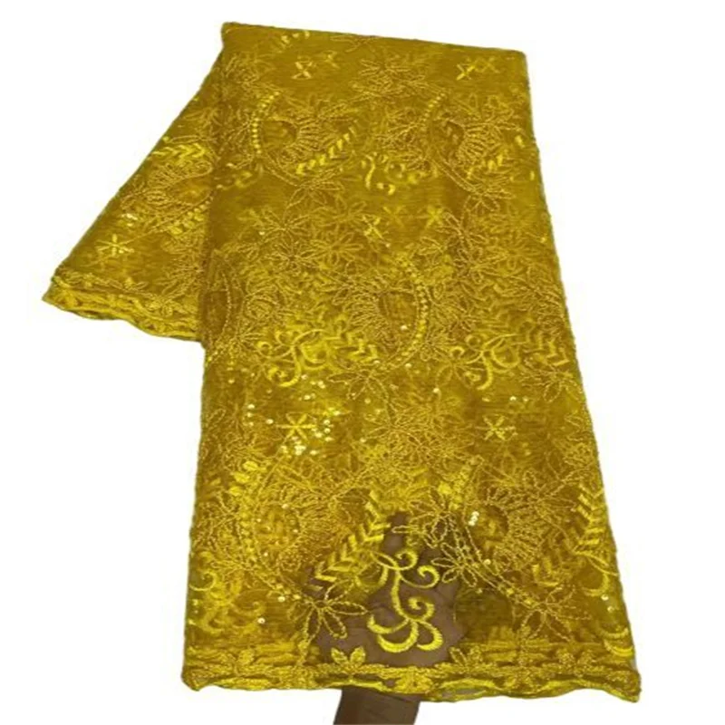 

Yellow African Lace Fabric Groom Sequins Dress Materials Green African Laces Fabrics Embroidery For Wedding Party Dress Sewing
