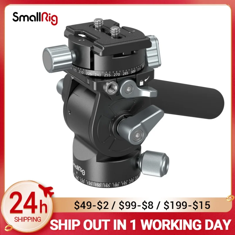 

SmallRig легкая жидкая видеоголовка Поворот на 360 ° со съемной телескопической ручкой, регулируемая легкая портативная 3457