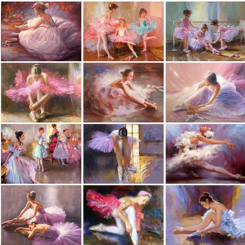 

PhotoCustom Coloring By Numbers Ballet girl For Adults Drawing On Canvas Home Decoration Paint By Numbers Portrait DIY Gift 60x7