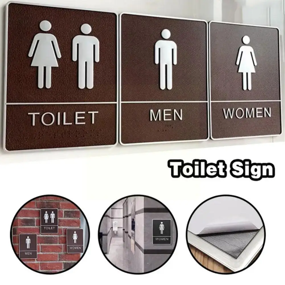 

Bedroom Bathroom Door Signs Imitation Acrylic Toilet Washroom Number Plaque Sticker Wall Address House Plate Signage Sign W C6I6