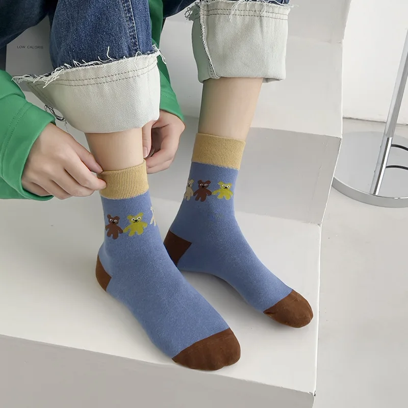 

Japanese Kawaii Cartoon Cute Socks Women Casual Fashion Cotton Long Socks College Style Sweet Girls Vintage Harajuku Crew Socks