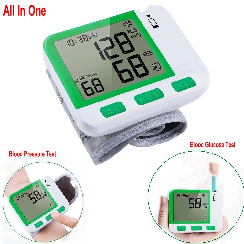 

All In One Arm Cuff Blood Pressure Meter Blood Glucose Monitor Meter + 25 Strips +Lancets +Lanceting Device