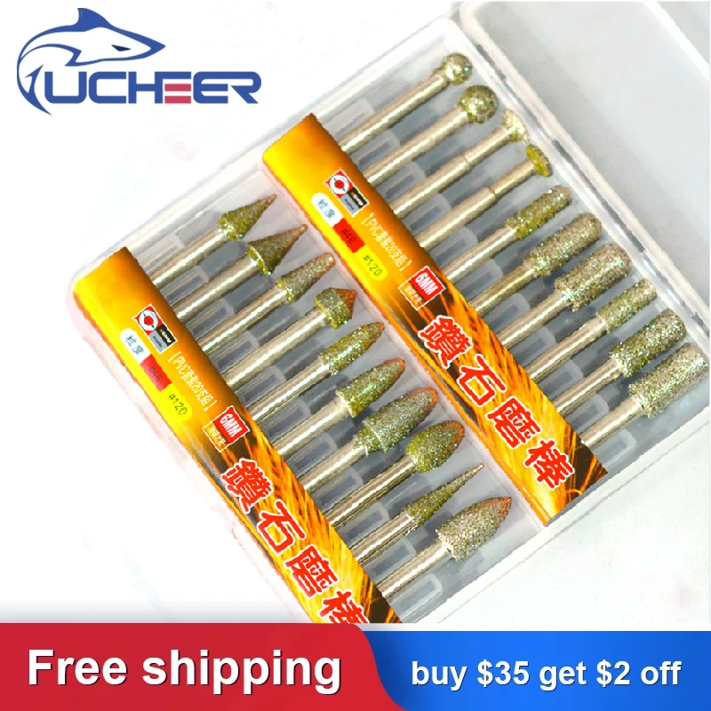 

UCHEER 1 Set Diamond Grinding Head 6mm Handle Thickness Sand Gold Just Grinding Head Alloy Jade Carving for Cast Iron Brazing El