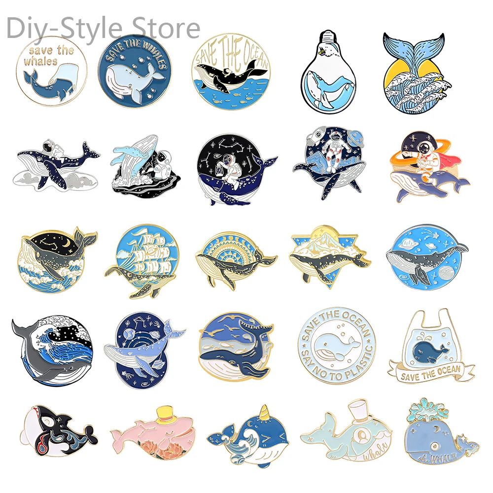

Whale Brooch Marine Animal Brooch Save Ocean Save Whale Enamel Clothing Accessories Backpack Brooch Badge Lapel Pins