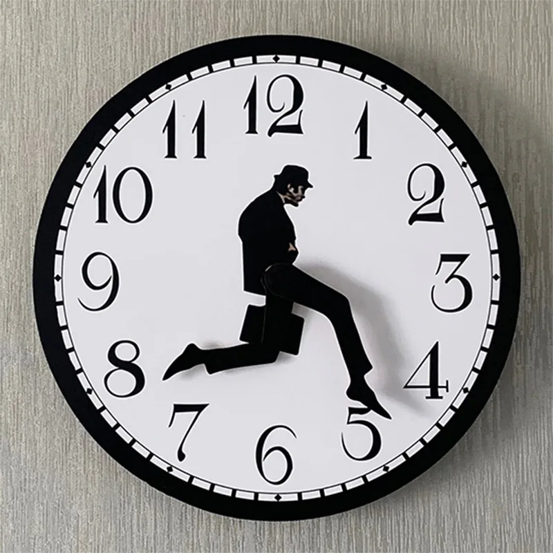 

ZGXTM Hot Selling New Clock Walking Time Businessman Briefcase Fashion Decoration Silent Wooden Wall Clock
