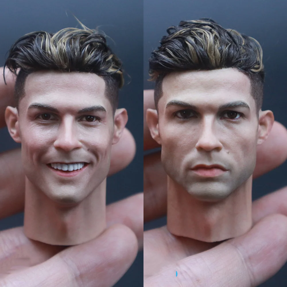 

High Quality 1/6 Soccer Football Superstar C luo Smile/Nomal Version Male Head Carved Sculpture For 12inch Action Figures Body