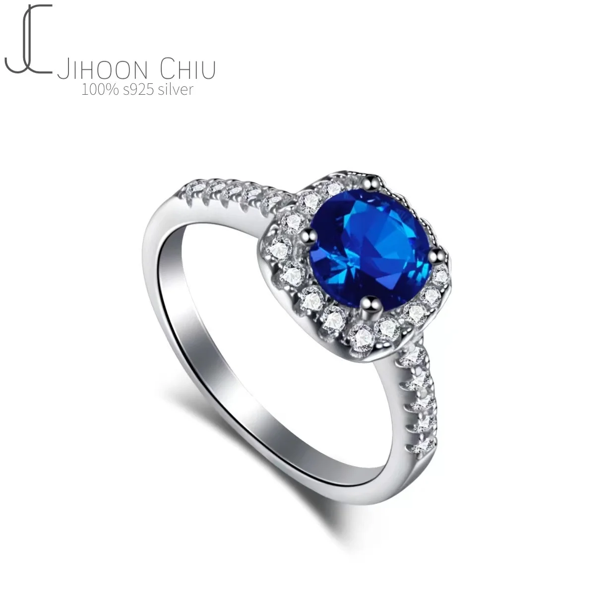 

925 Sterling Silver Round Cut Blue Real Moissanite Diamonds Wedding Engagement Rings Fine Jewelry