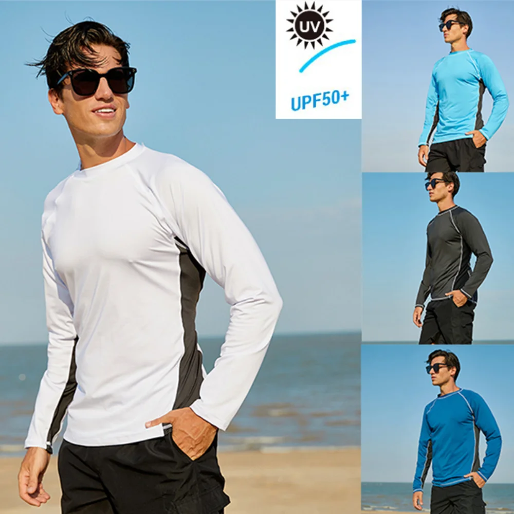 

Men's Swimsuit Loose Long-sleeved Sun Protection Clothing Summer Outdoor Hiking Slurry Board Sports Surfing Swimsuit