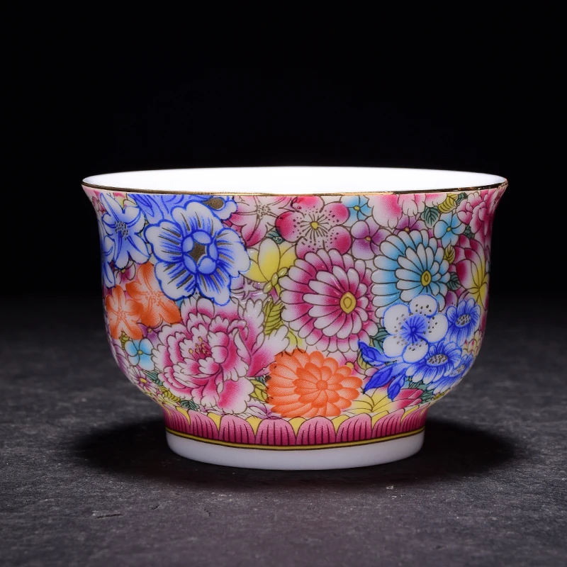 

Tea cup tea set pink Wanhua tea cup personal tea cup Kung Fu tea cup single cup enamel color ceramic Master Cup