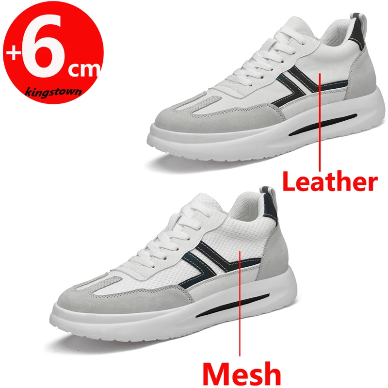 

Men Chunky Sneakers Sports Elevator Shoes Height Increase Insole 6CM Leisure High Tall Man White Heel Lifts
