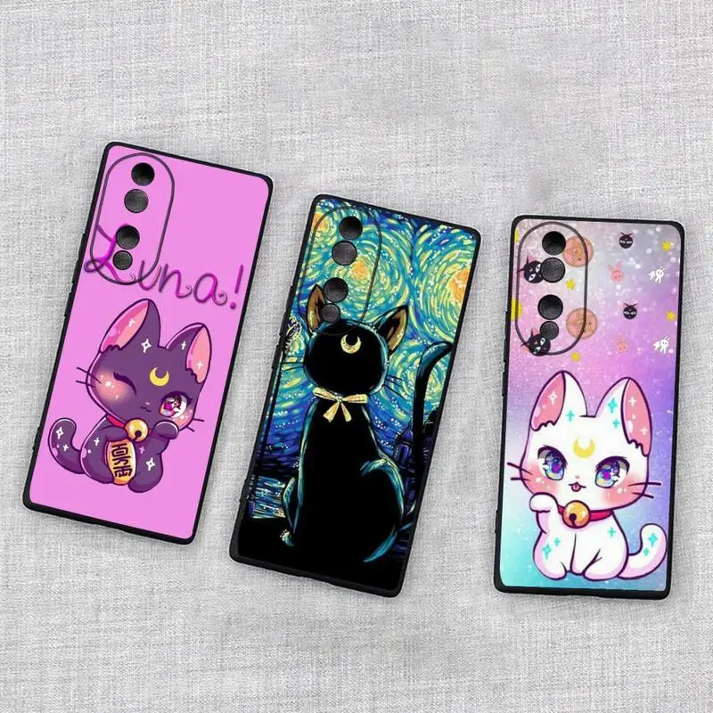 Купи Cute Sailor Moon Cat Phone Case For Huawei Honor 70 60 50 30 20 10 9 X 9X V30 Pro Lite View Cover за 117 рублей в магазине AliExpress