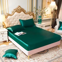 satin silk fitted sheet high end solid color mattress cover elastic band bed sheet bedsheet 160x200