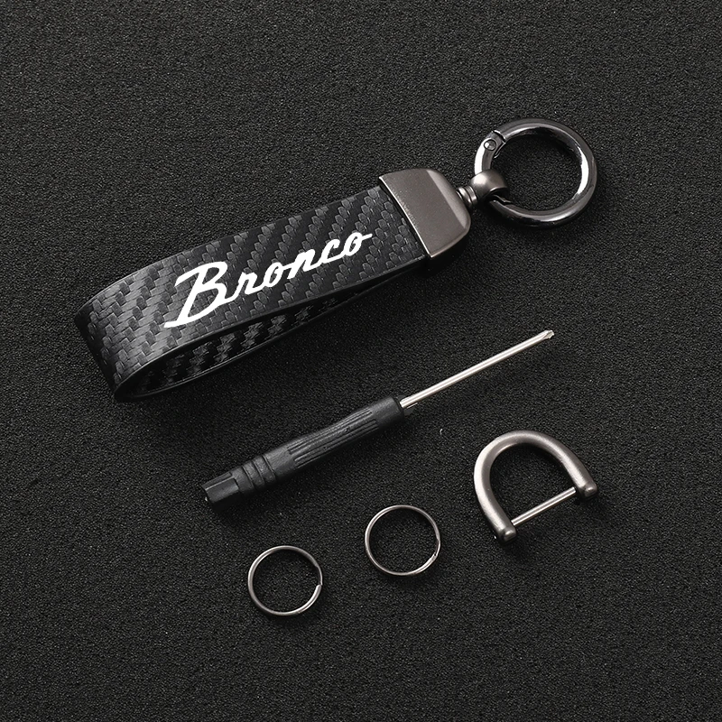

High-Grade Leather keychain Horseshoe Buckle Jewelry for Ford Bronco Sport 2-Door 4-Door Auto Accessories