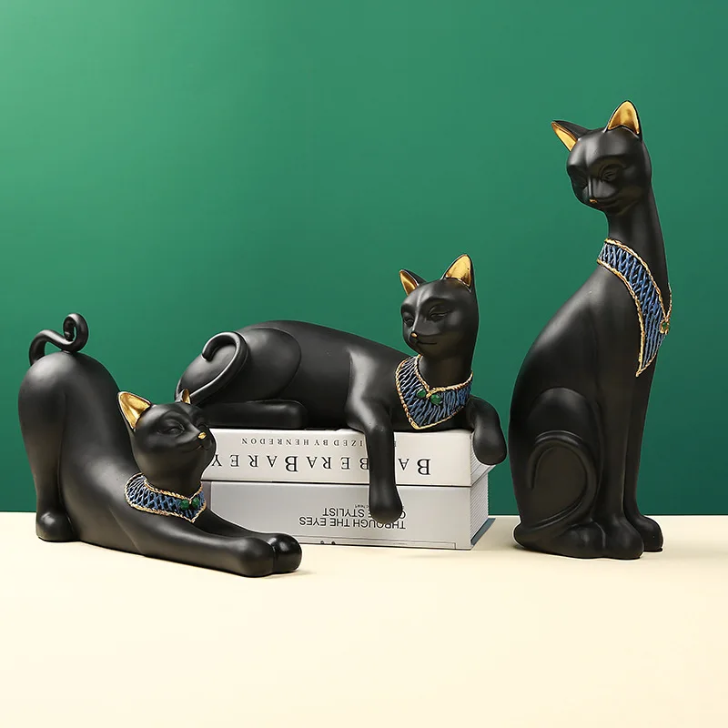 

Creative European-style Cute Pharaoh Lucky Cat Ornaments Home Desktop Decoration Resin Crafts Opening Housewarming Gift