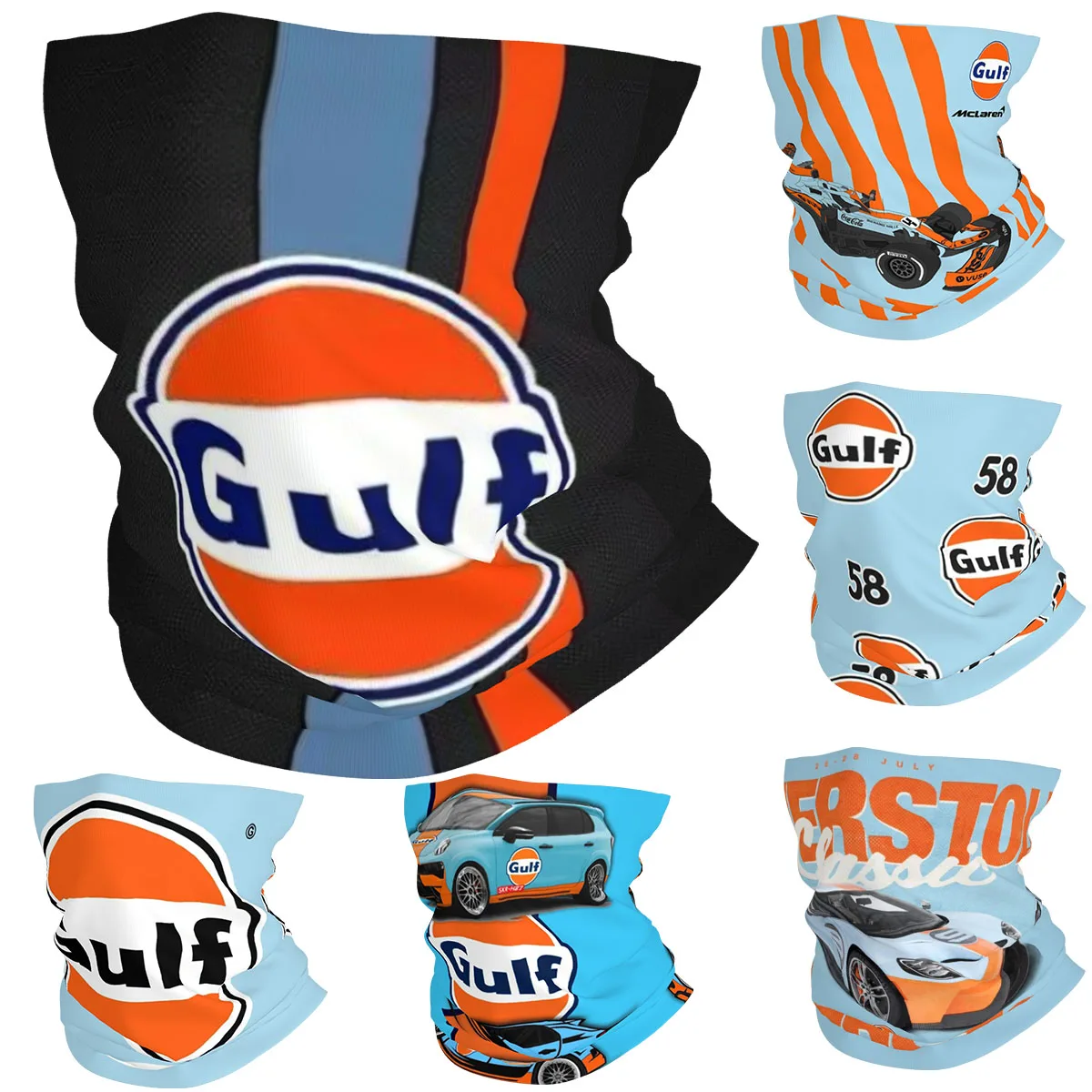 

Racing Gulf Car Motorsport Oil Gas Gt40 Bandana Neck Gaiter Printed Mask Scarf Warm Cycling Scarf Cycling Unisex Adult Washable