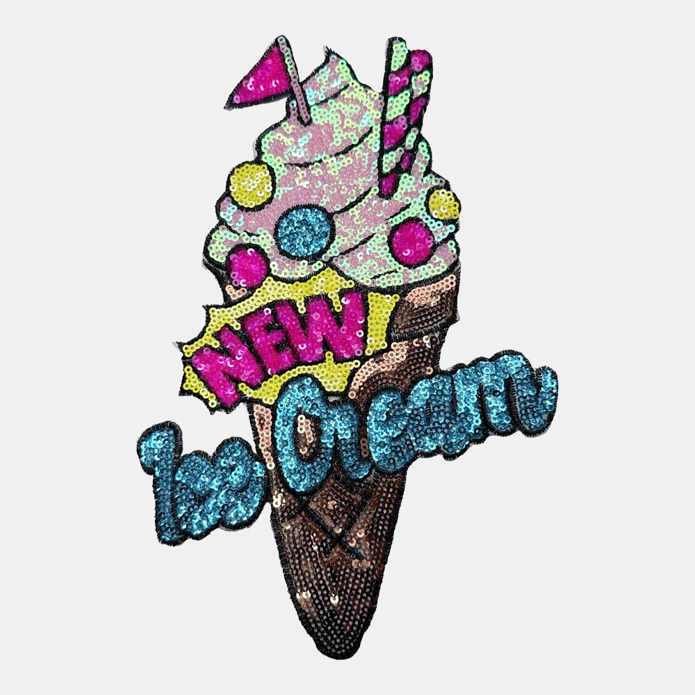 1 Шт. 25*16 5 См Модная Блестящая Нашивка Для Мороженого Дизайн Красочная Украшения