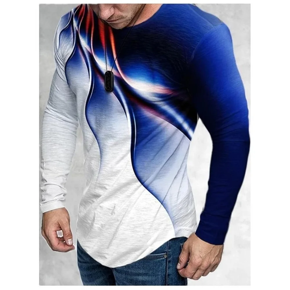 

Men's T-Shirt Multicolor Flame Dot Print Casual Long Sleeve Fashion Crew Neck Top