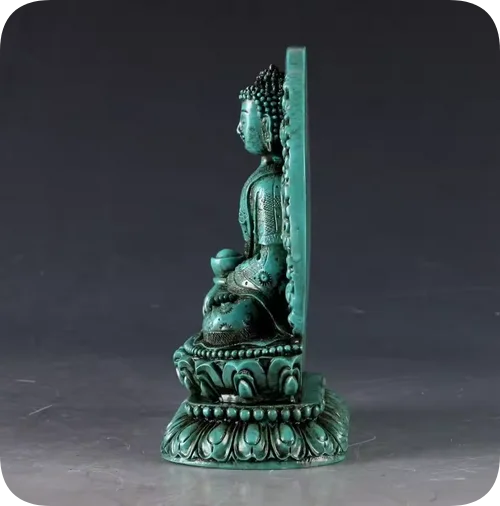 Китайский антиквариат бирюзовая резная статуя Будды Шаки Муни ручной работы