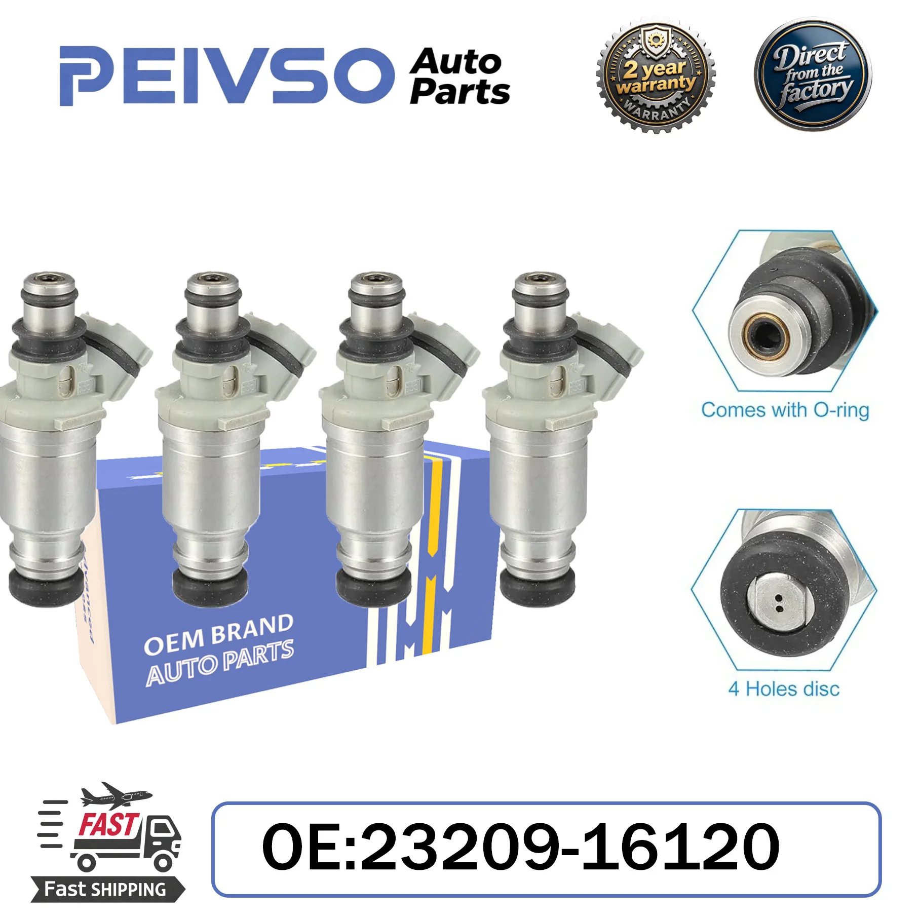 Фото Топливные форсунки PEIVSO 23250-16120 23209-16120, 4 шт., для Toyota Celica Corolla Geo Prizm 1.6, с выравниванием по расходу, 2325016120 №1