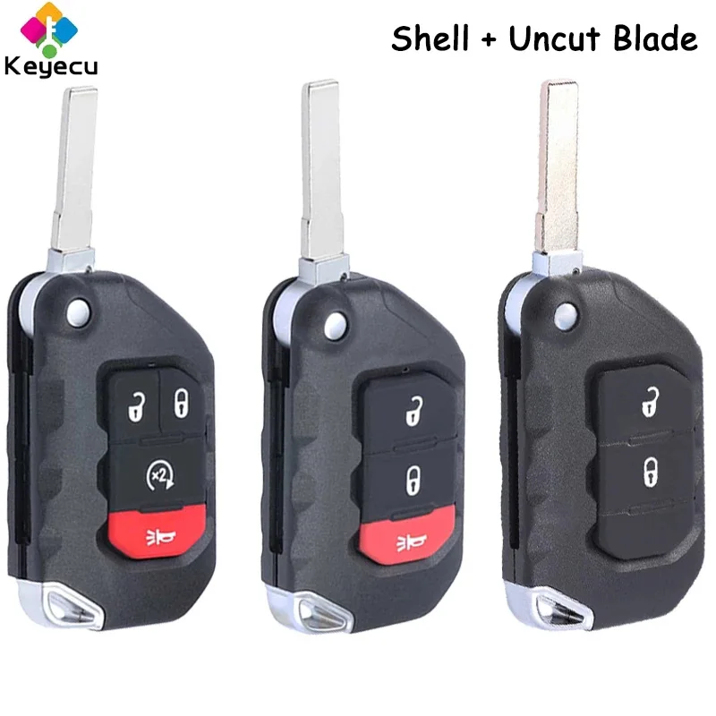 KEYECU Flip Remote Control Car Key Shell Case With 2 / 3 / 4 Buttons for Jeep Wrangler Gladiator 2018 2019 2020 Fob OHT1130261