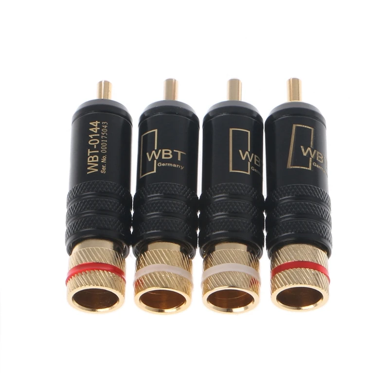 4 Pcs WBT-0144 Gold Plated RCA Plug Lock Soldering Audio/Video Plugs Connector